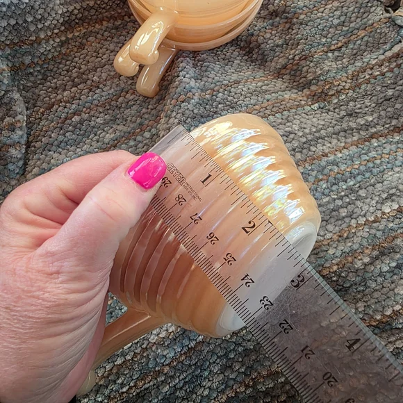 Fire King Peach Lustre Handled Bowls Set Of 4 - Picture 7 of 7